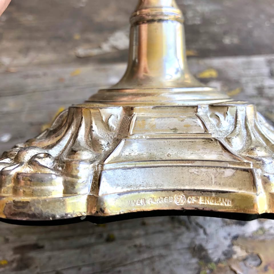 Three Arm Silverplate Candlelabra made in England
