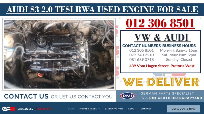 AUDI S3 2.0 TFSI BWA USED ENGINE FOR SALE - Private Seller AUDI S3 2.0 TFSI BWA USED ENGINE FOR SALE - Private Seller