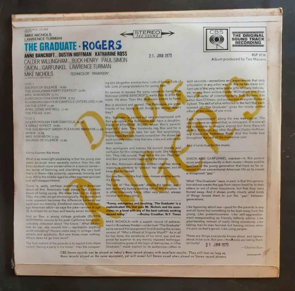 Paul Simon & Garfunkel - The Graduate (Original Soundtrack Recording) LP Record
