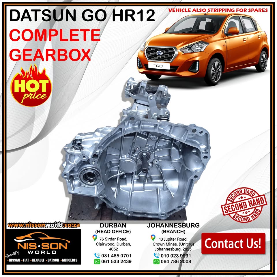 DATSUN GO HR12 COMPLETE GEARBOX - Private Seller DATSUN GO HR12 COMPLETE GEARBOX - Private Seller