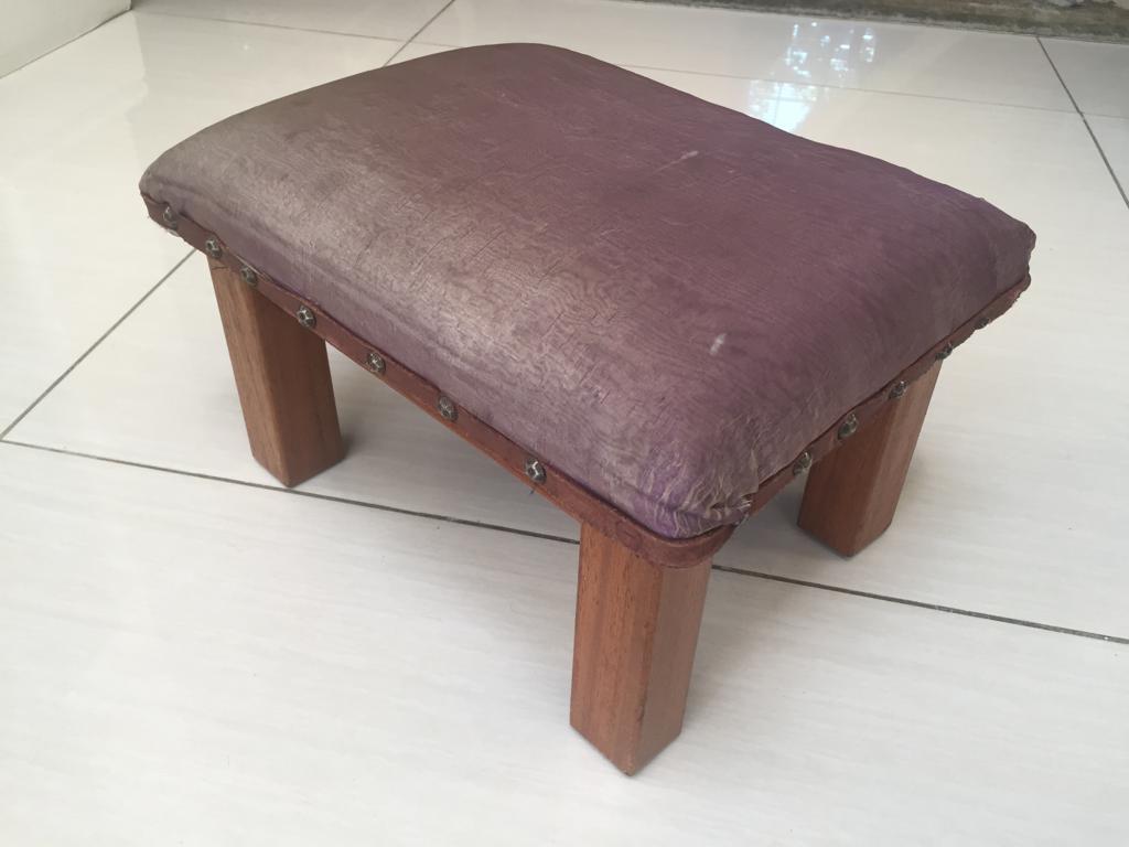 Mahogany footstool with satin top by Chris Craft