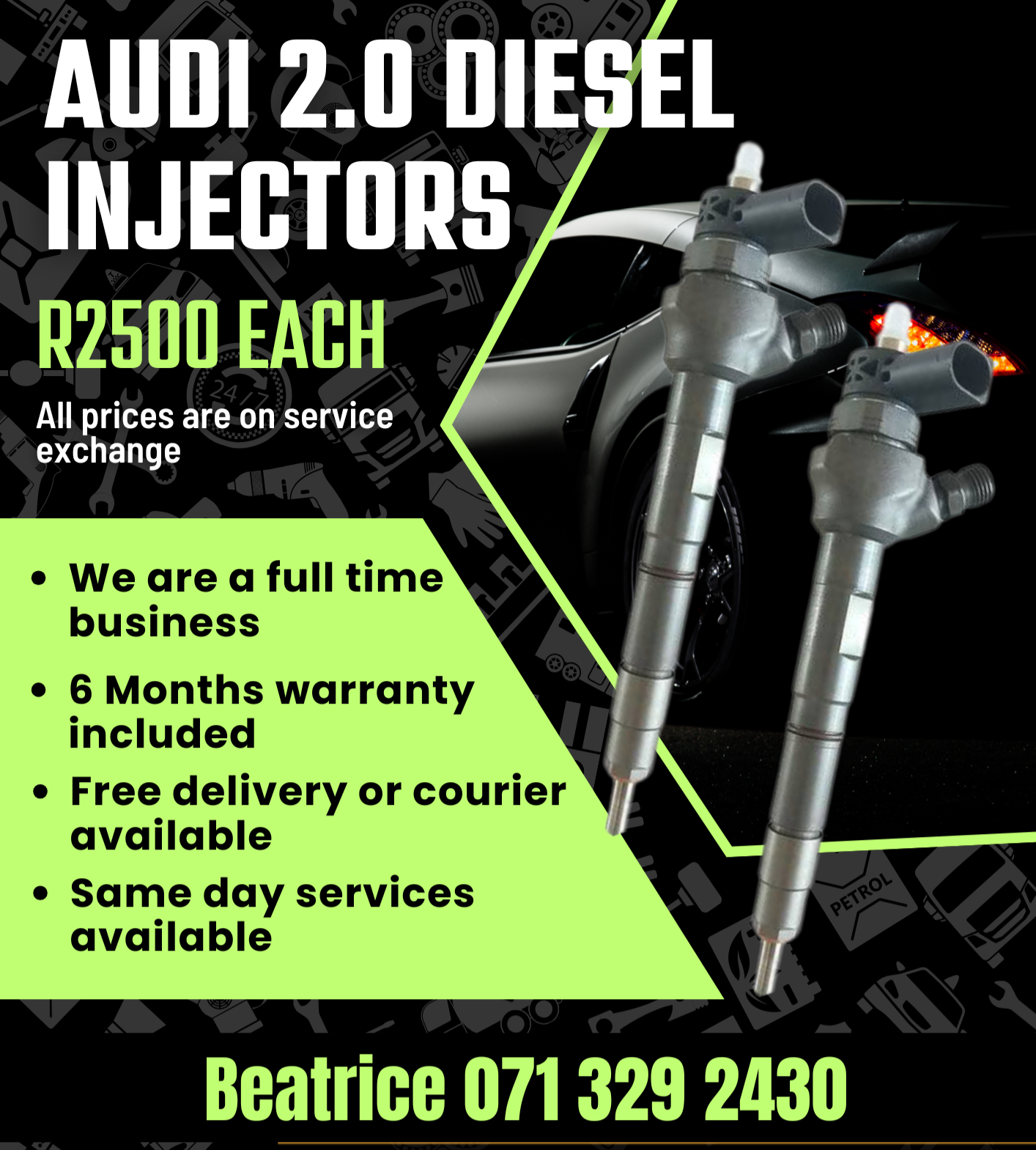 AUDI 2.0 DIESEL INJECTORS FOR SALE WITH WARRANTY - Private Seller