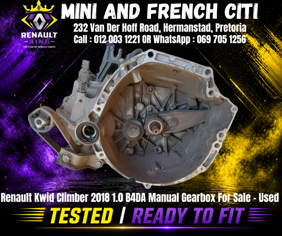 Quality Tested - Renault Kwid Climber 2018 1.0 B4DA Manual Gearbox Used for Sale - Private Seller Quality Tested - Renault Kwid Climber 2018 1.0 B4DA Manual Gearbox Used for Sale - Private Seller