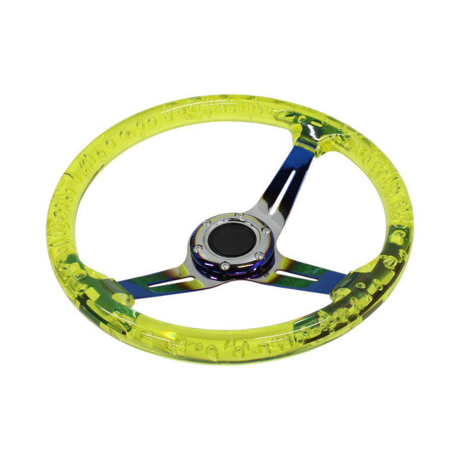 GripForge Resin Gel Design Concave Sports Steering Wheel – 14″ (yellow)