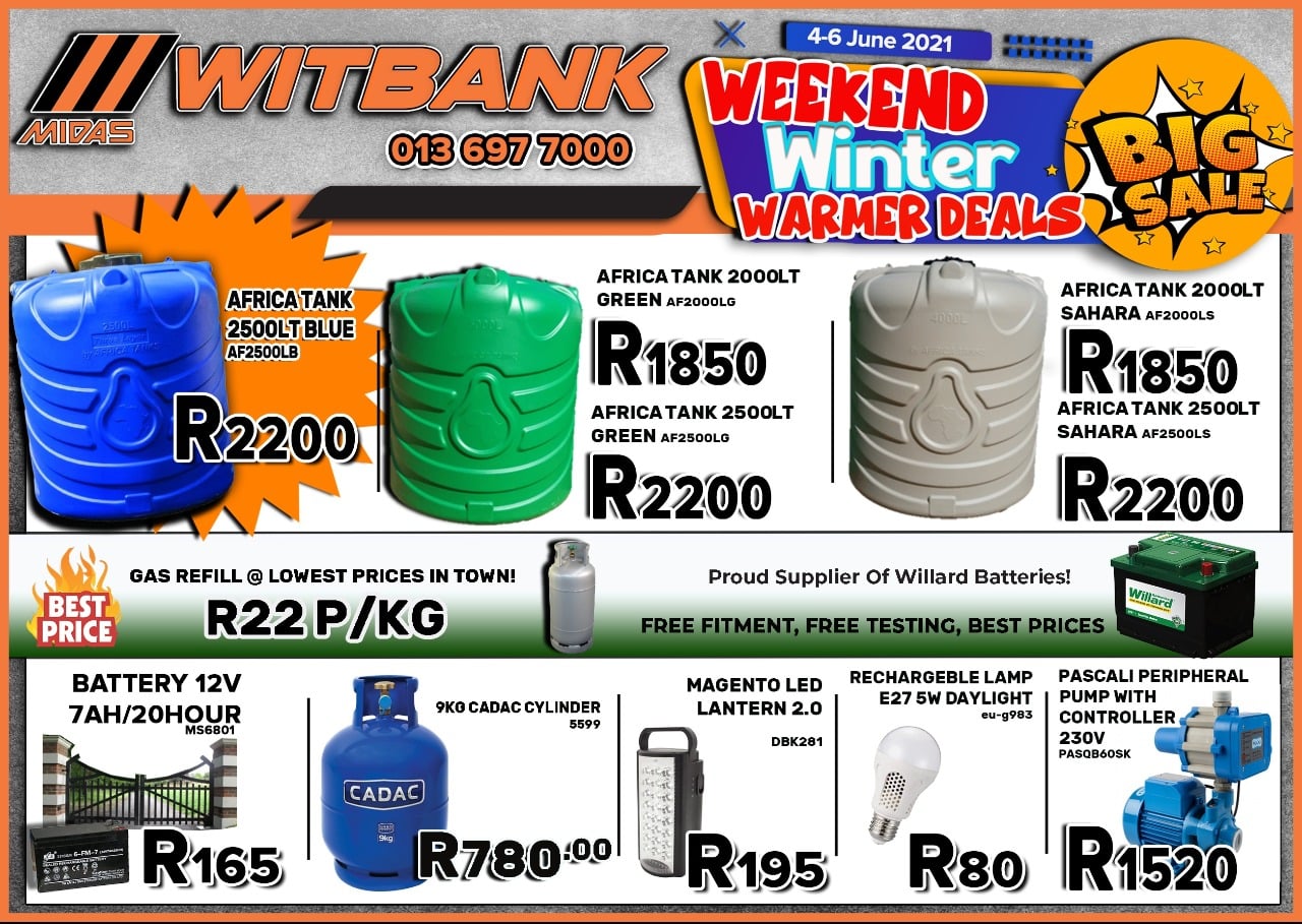Weekend Winter Warmer Deals now on Midas Witbank!