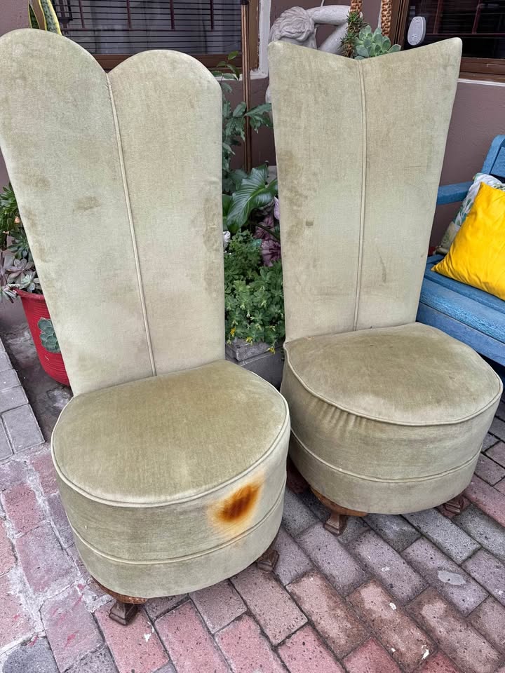 Vintage high back chairs