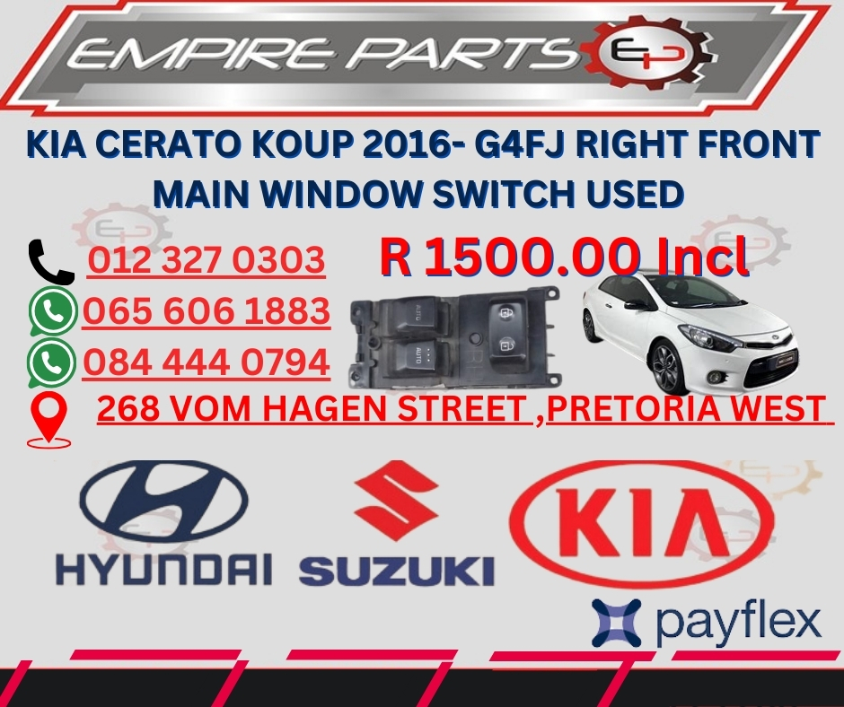 KIA CERATO KOUP 2016- G4FJ RIGHT FRONT MAIN WINDOW SWITCH USED - Private Seller KIA CERATO KOUP 2016- G4FJ RIGHT FRONT MAIN WINDOW SWITCH USED - Private Seller