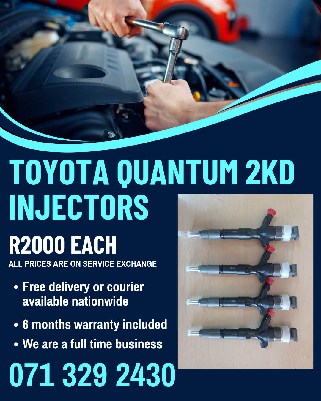 TOYOTA QUANTUM 2KD INJECTORS FOR SALE WITH WARRANTY - Private Seller TOYOTA QUANTUM 2KD INJECTORS FOR SALE WITH WARRANTY - Private Seller