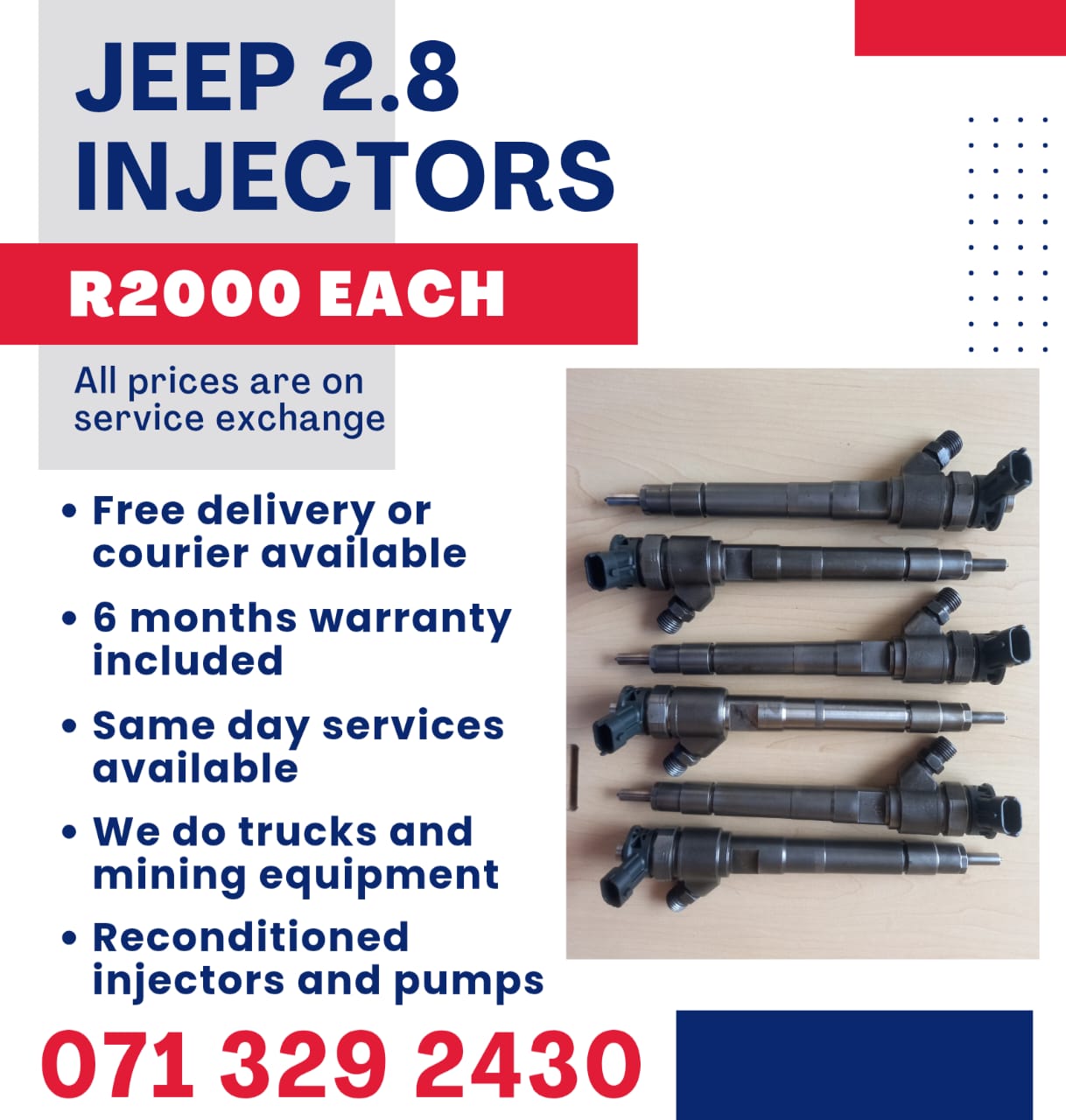 JEEP 2.8 INJECTORS FOR SALE WITH WARRANTY - Private Seller JEEP 2.8 INJECTORS FOR SALE WITH WARRANTY - Private Seller