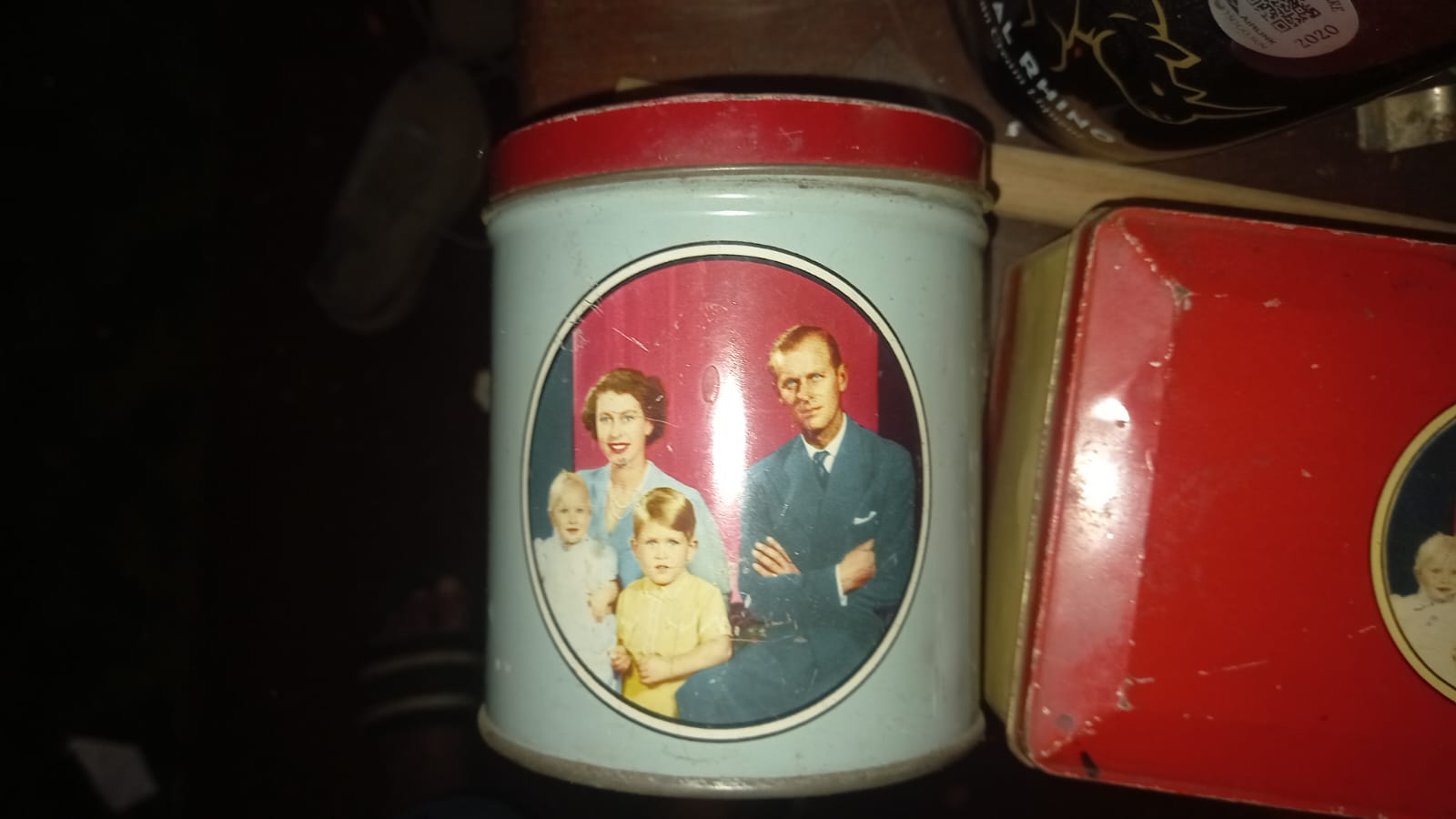 Antique clock and tins