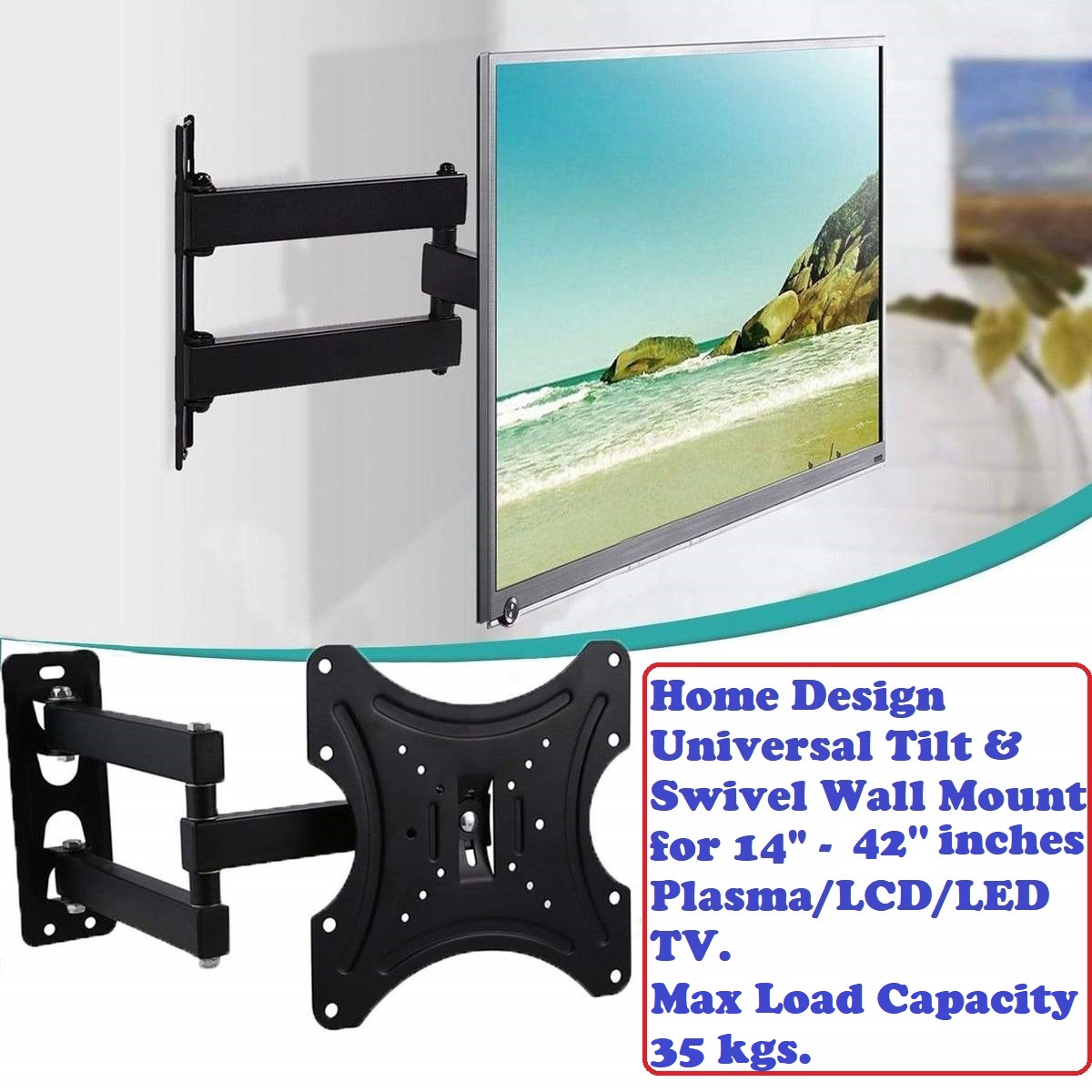 TV Wall Mount Bracket, Full Motion Cantilever Wall Mount 14 to 42 inches. NEW