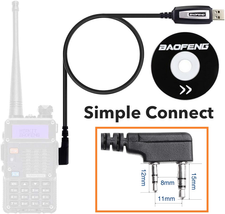 USB Programming Cable plus CD For Two-Way Walkie Talkie Radios/Transceivers. NEW