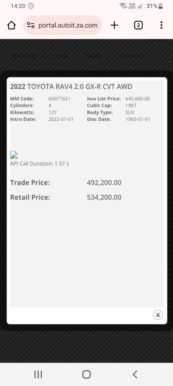 Used 2022 Toyota RAV4 2.0 GX-R AWD - Private Seller