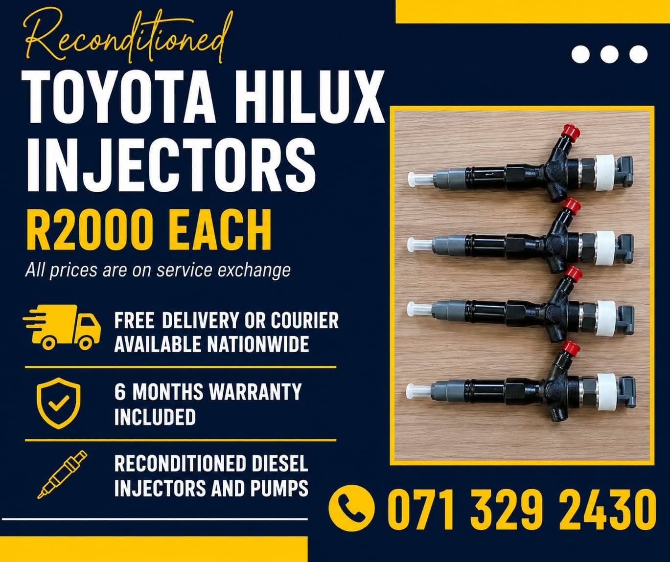 TOYOTA HILUX DIESEL INJECTORS FOR SALE WITH WARRANTY - Private Seller TOYOTA HILUX DIESEL INJECTORS FOR SALE WITH WARRANTY - Private Seller