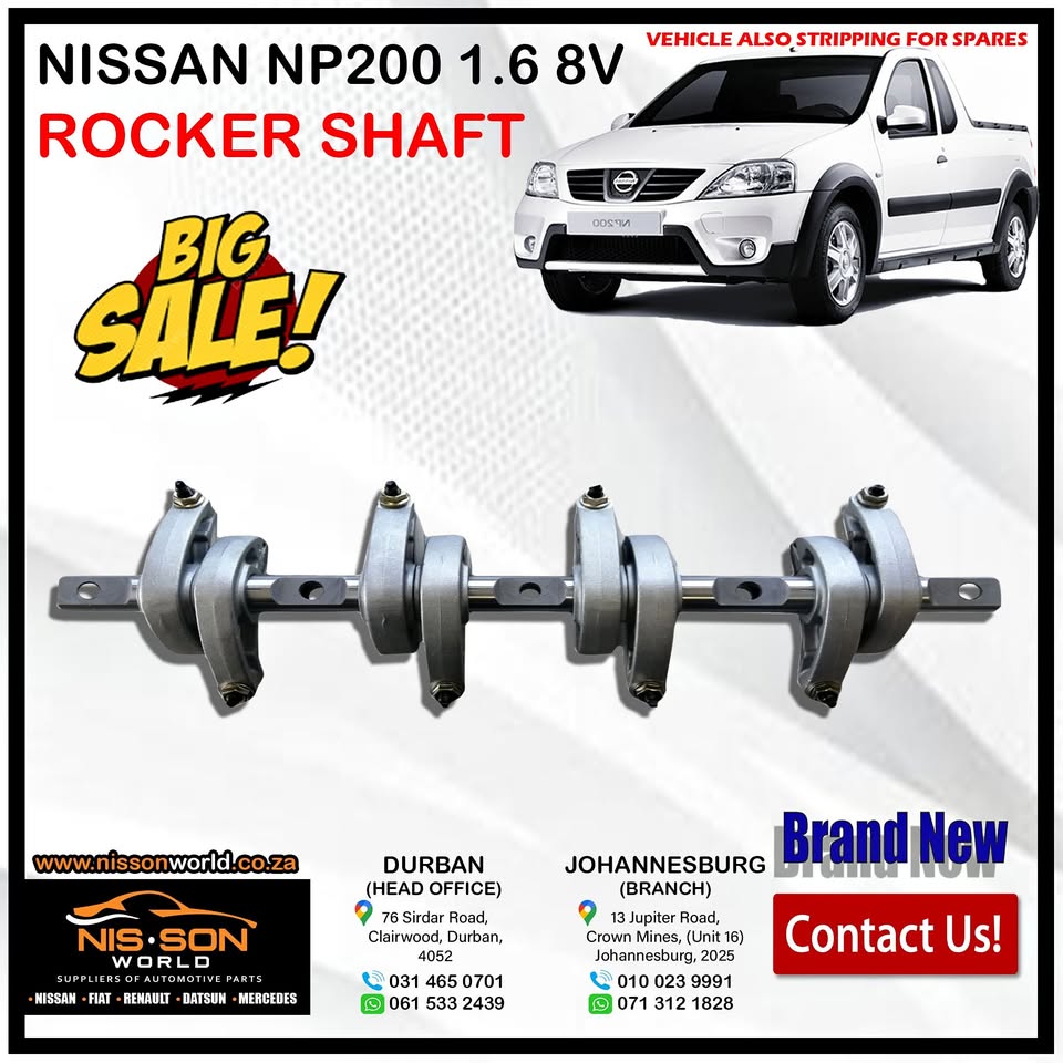 NISSAN NP200 1.6 8V ROCKER SHAFT - Private Seller NISSAN NP200 1.6 8V ROCKER SHAFT - Private Seller