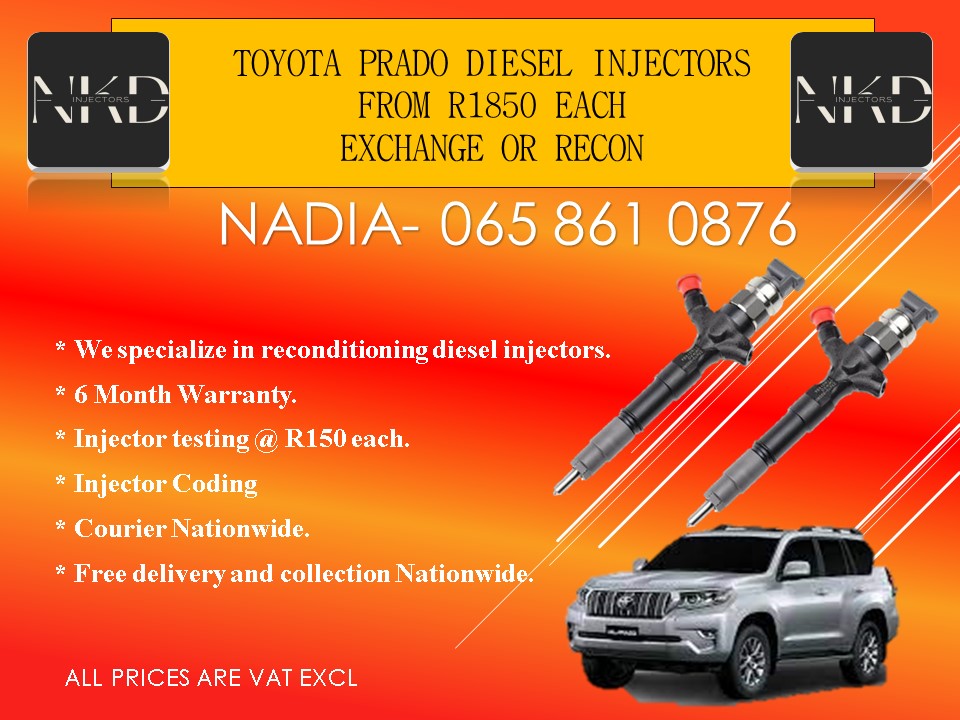 Toyota Prado 3.0 diesel injectors for sale on exchange or recon with warranty. - Private Seller Toyota Prado 3.0 diesel injectors for sale on exchange or recon with warranty. - Private Seller