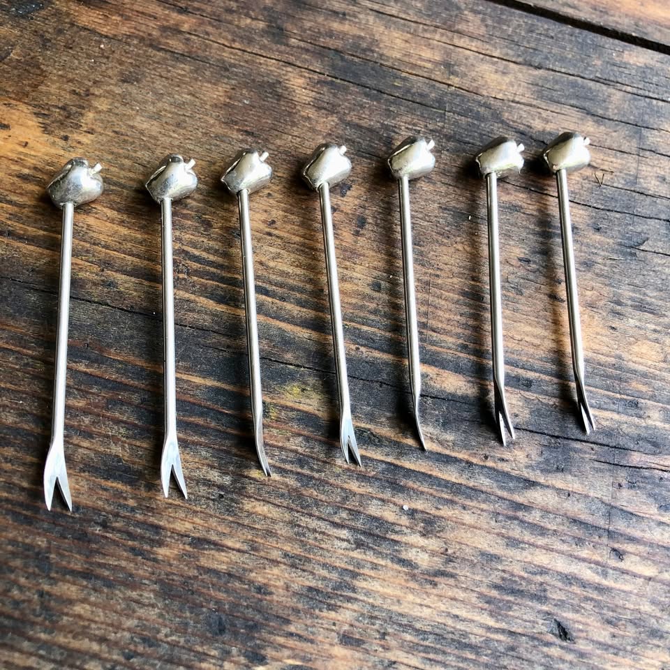 Vintage 1970s German Apple-Themed Cocktail Forks – Elegant & Rare!