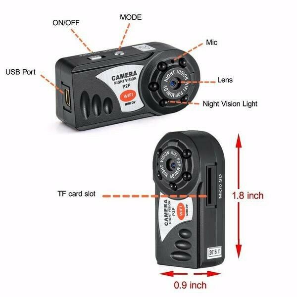 WiFi Mini Hidden Spy Camera, Portable NVR WiFi Q7 P2P Miniature Spy DVR Camera.