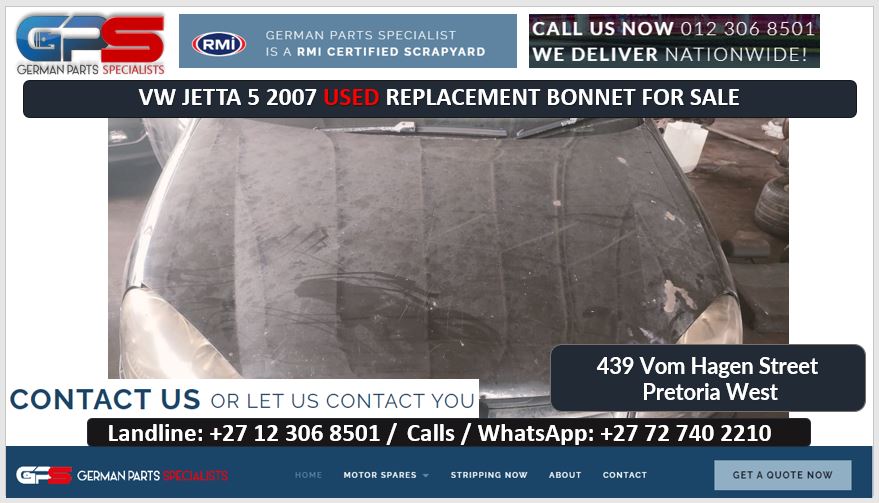 VW Jetta 5 2007 USED replacement bonnet for sale - Private Seller VW Jetta 5 2007 USED replacement bonnet for sale - Private Seller