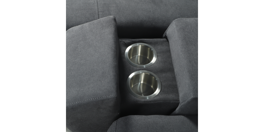 Nile 6 Piece Corner Lounge Suite in Fabric, Dark Grey
