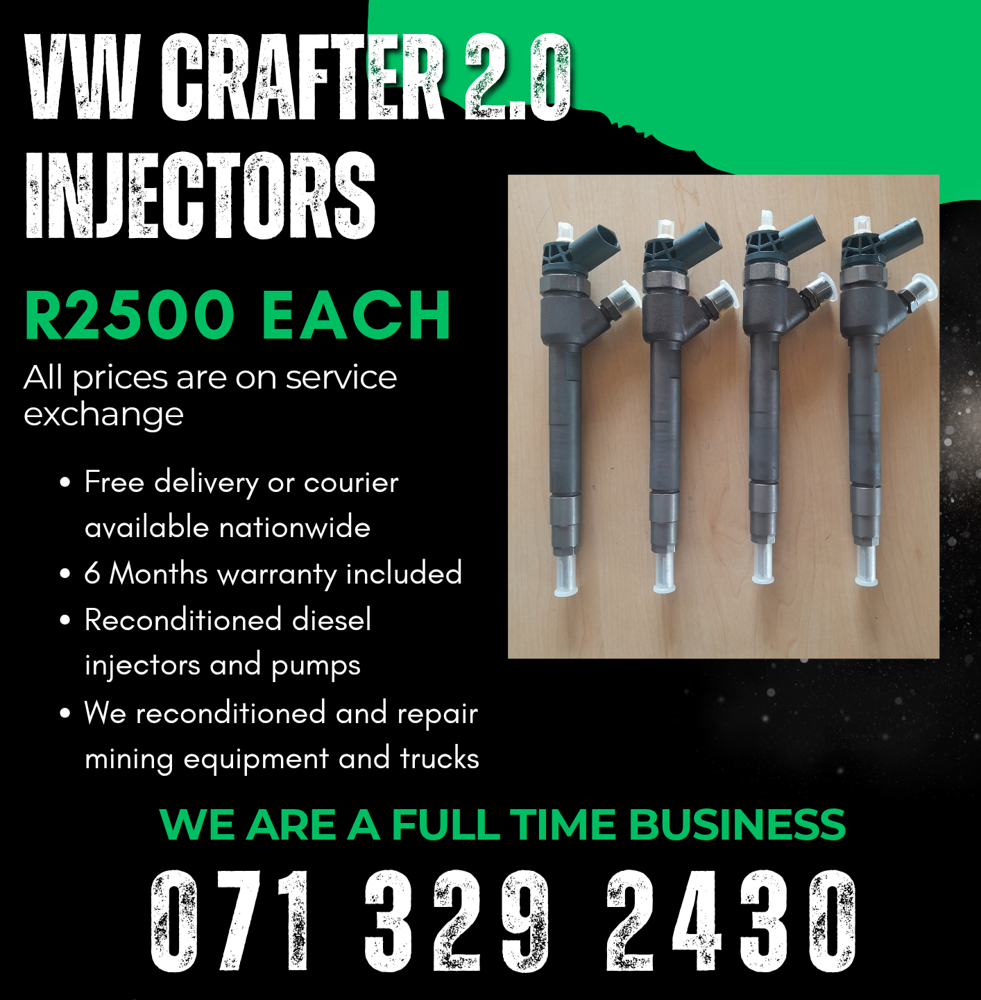 VW CRAFTER 2.0 INJECTORS FOR SALE WITH WARRANTY INCLUDED - Private Seller VW CRAFTER 2.0 INJECTORS FOR SALE WITH WARRANTY INCLUDED - Private Seller