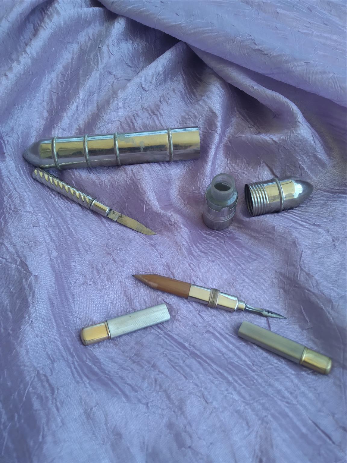 Antique Travelling Pen Case with Inkwell
