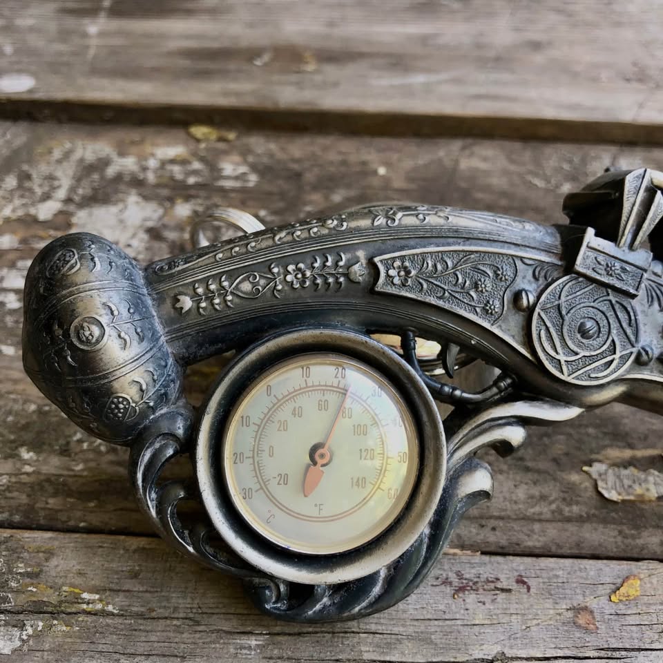 Very unusual Ornate Metal Thermometer