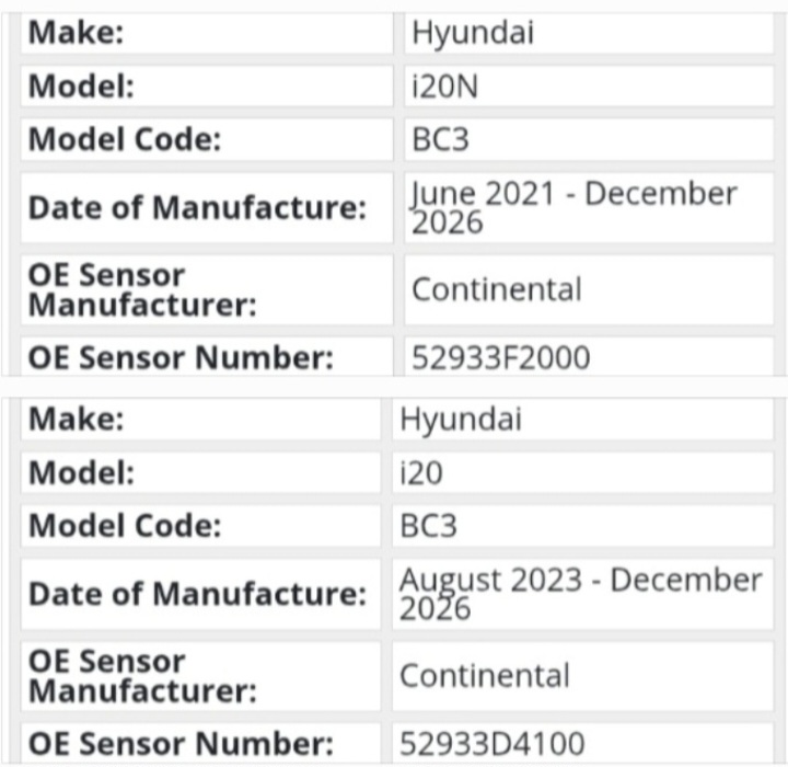 Hyundai I20 i20N TPMS tyre pressure monitor sensors and valves - Private Seller Hyundai I20 i20N TPMS tyre pressure monitor sensors and valves - Private Seller