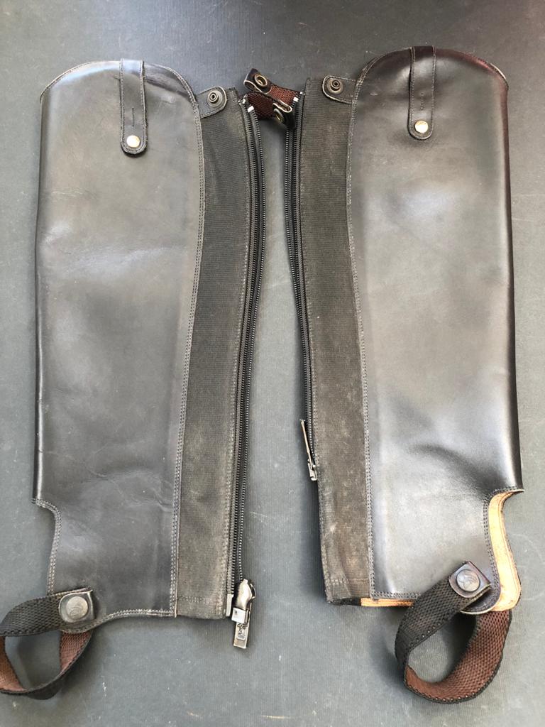 Leather riding chaps - shin covers