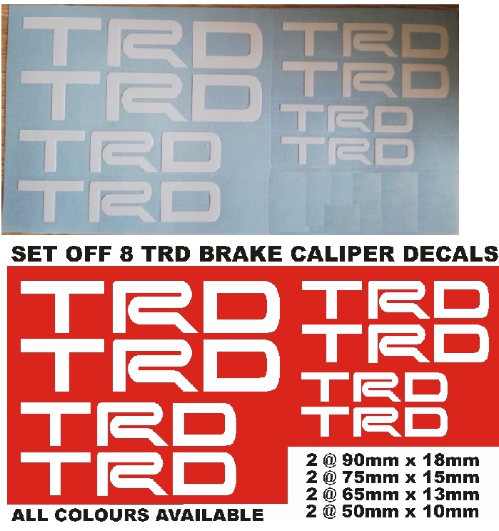 Set off 8 TRD brake caliper stickers decals vinyl cut graphics kits Set off 8 TRD brake caliper stickers decals vinyl cut graphics kits