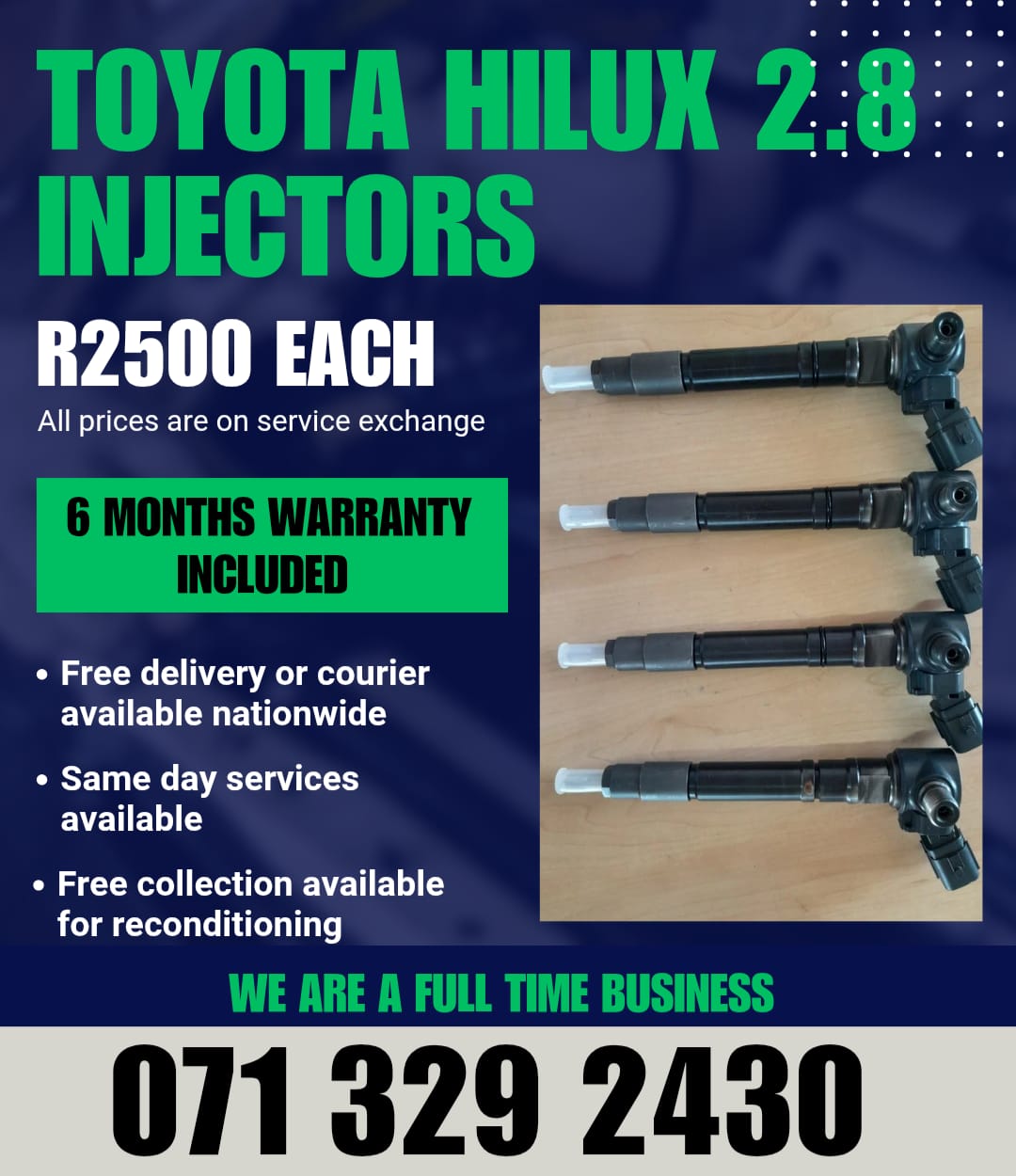 TOYOTA HILUX 2.8 INJECTORS FOR SALE WITH WARRANTY - Private Seller TOYOTA HILUX 2.8 INJECTORS FOR SALE WITH WARRANTY - Private Seller