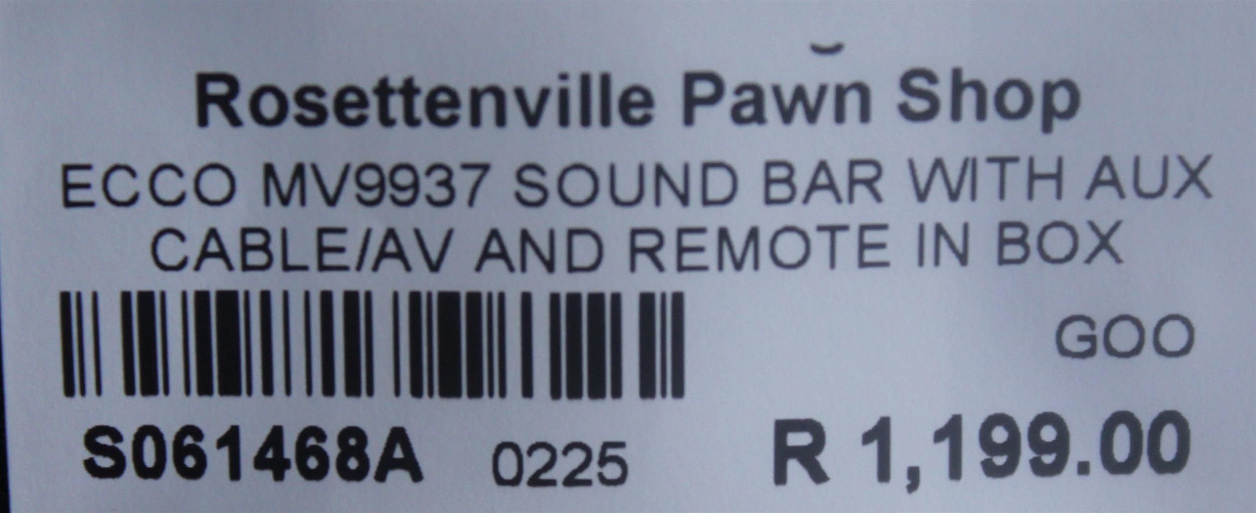 ECCO MV9937 SOUND BAR WITH AUX CABLE /AV AND REMOTE IN BOX S061468A