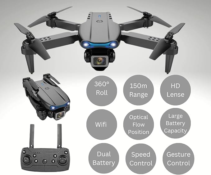 E88 4k High Definition Dual Camera Drone - Black