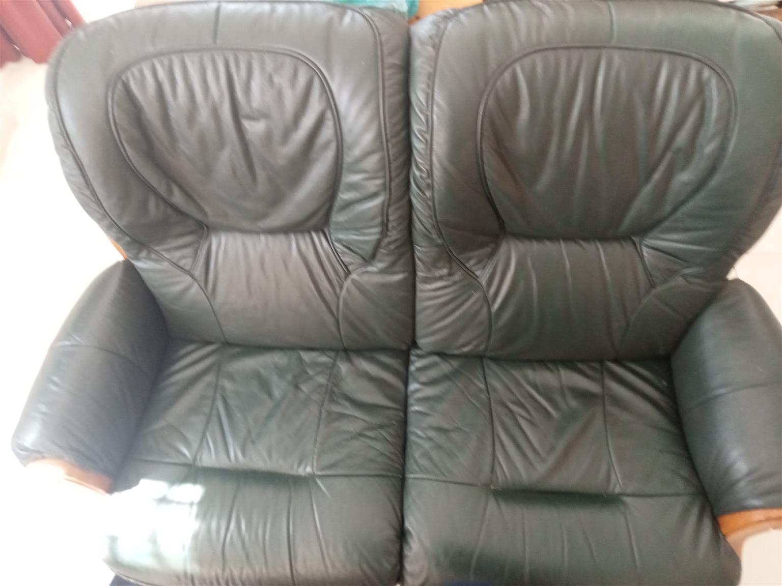 Black Grafton Everest 321 leather couches and Green 321 leather couches