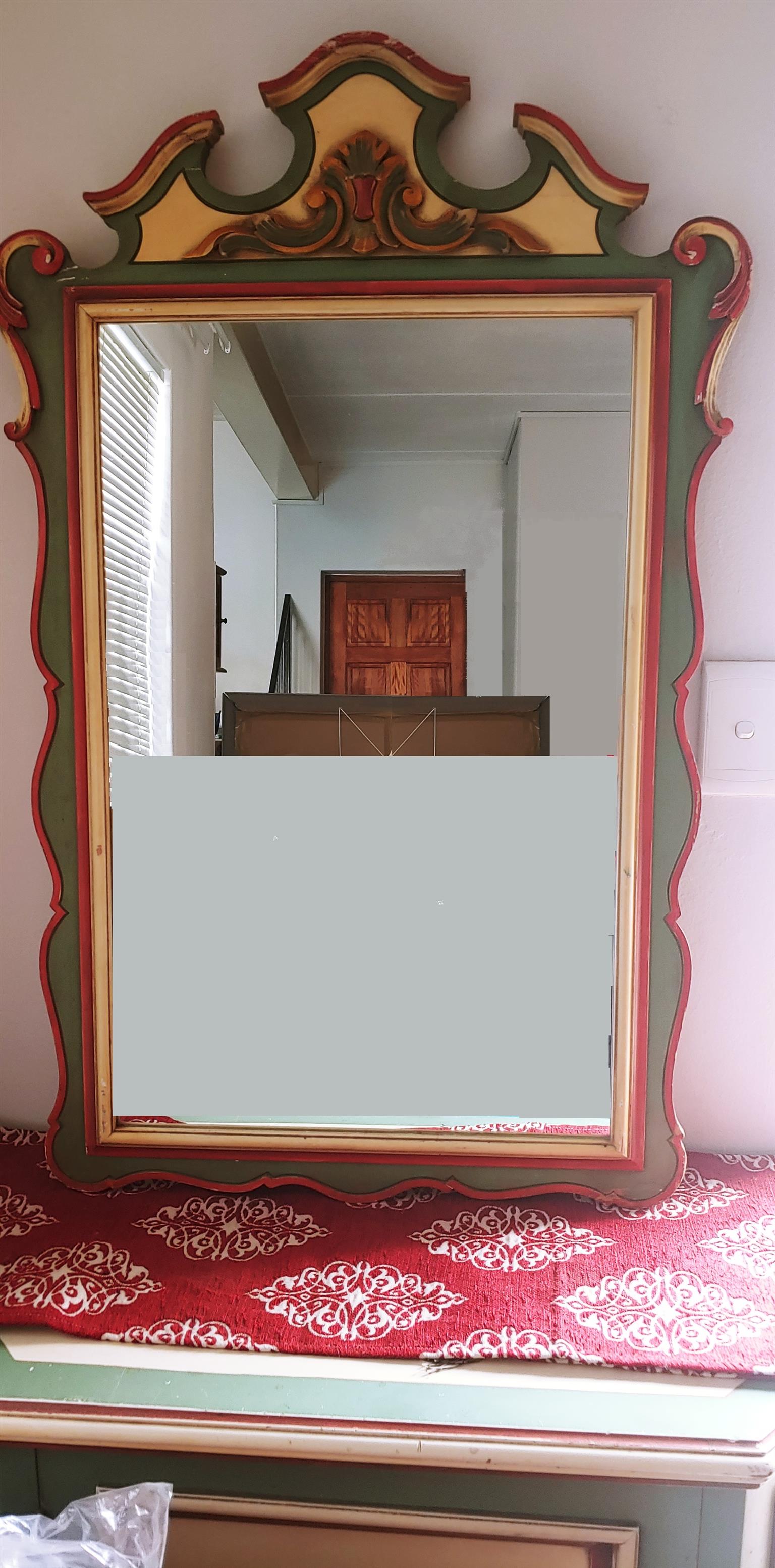 Stunning French Provincial style antique cabinet with matching mirror