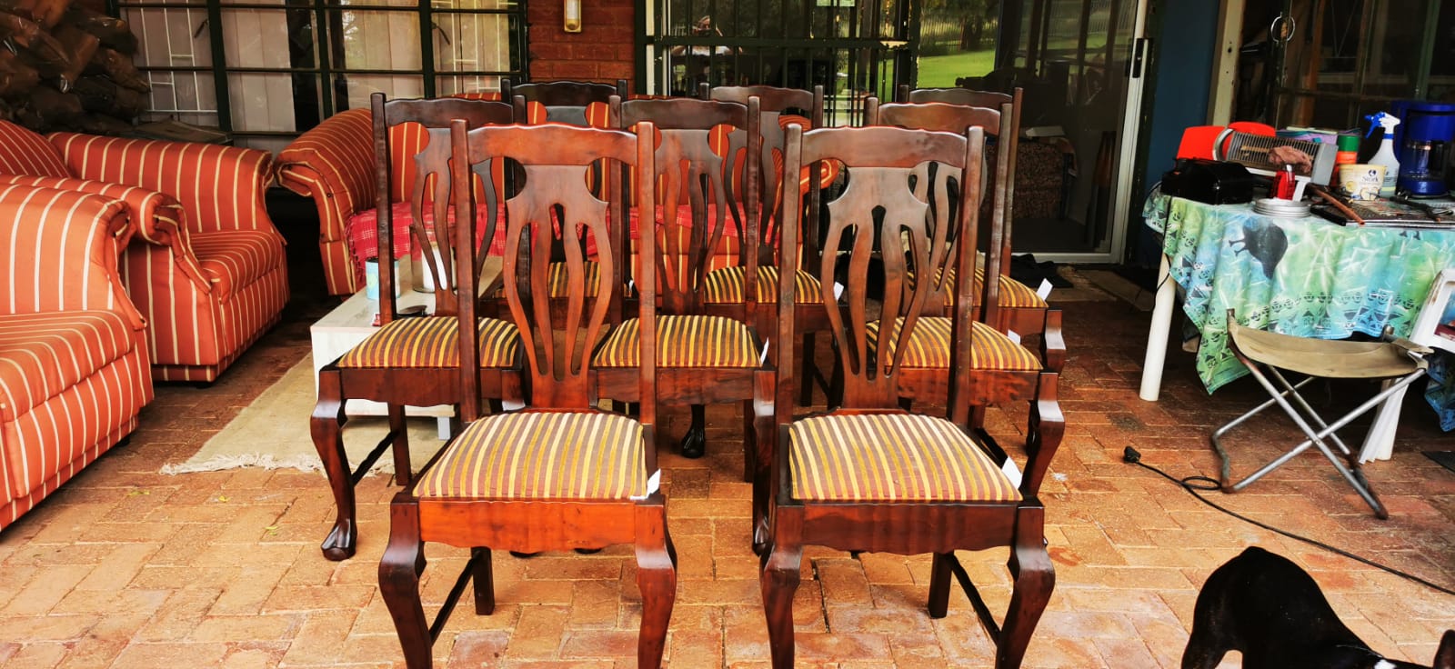 Solid wood, Chippendale type dining room chairs in Ball and claw design.