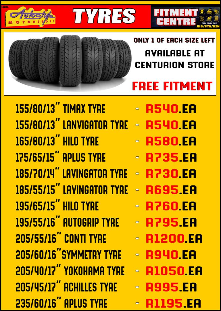 FREE FITTING AND BALANCING WITH VALVES - BRAND NEW TYRES