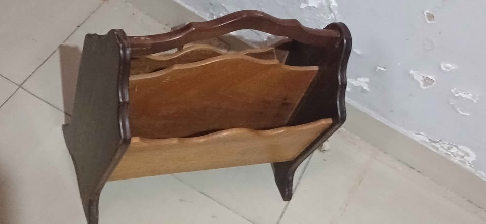 Vintage Solid Wood Magazine Rack