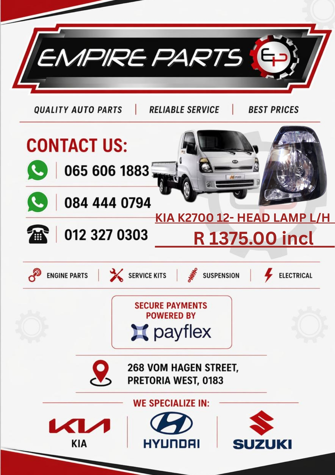 KIA K2700 2012- LEFT HAND HEAD LAMP BLACK NEW FOR SALE - Private Seller KIA K2700 2012- LEFT HAND HEAD LAMP BLACK NEW FOR SALE - Private Seller