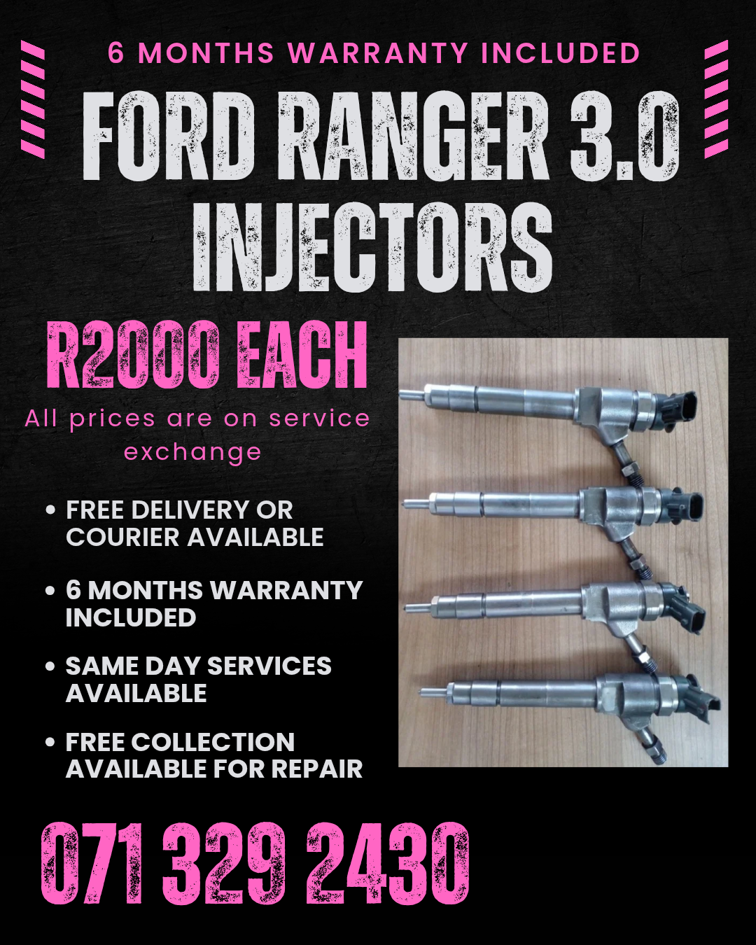 FORD RANGER 3.0 DIESEL INJECTORS FOR SALE WITH WARRANTY - Private Seller FORD RANGER 3.0 DIESEL INJECTORS FOR SALE WITH WARRANTY - Private Seller