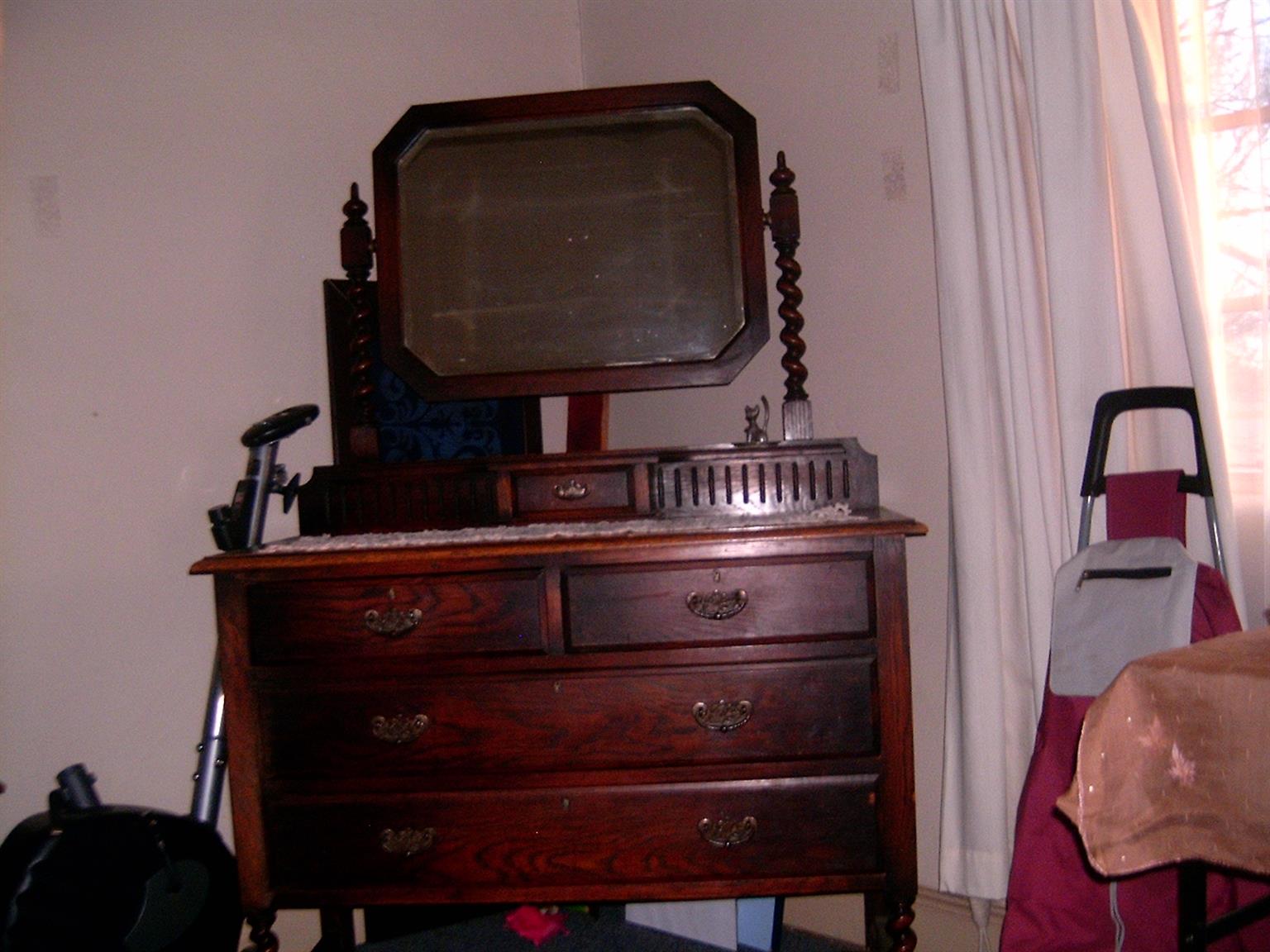 Due to space we have to sell this antique 1906 bedroom set.