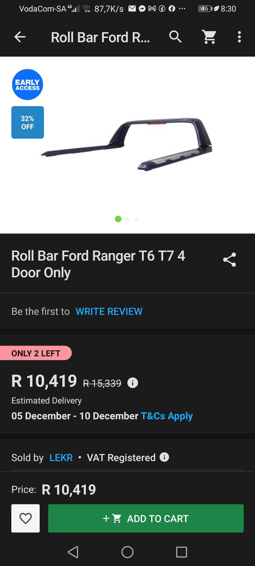 Ford Ranger Wildtrak Rollbarr Sportsbar - Private Seller