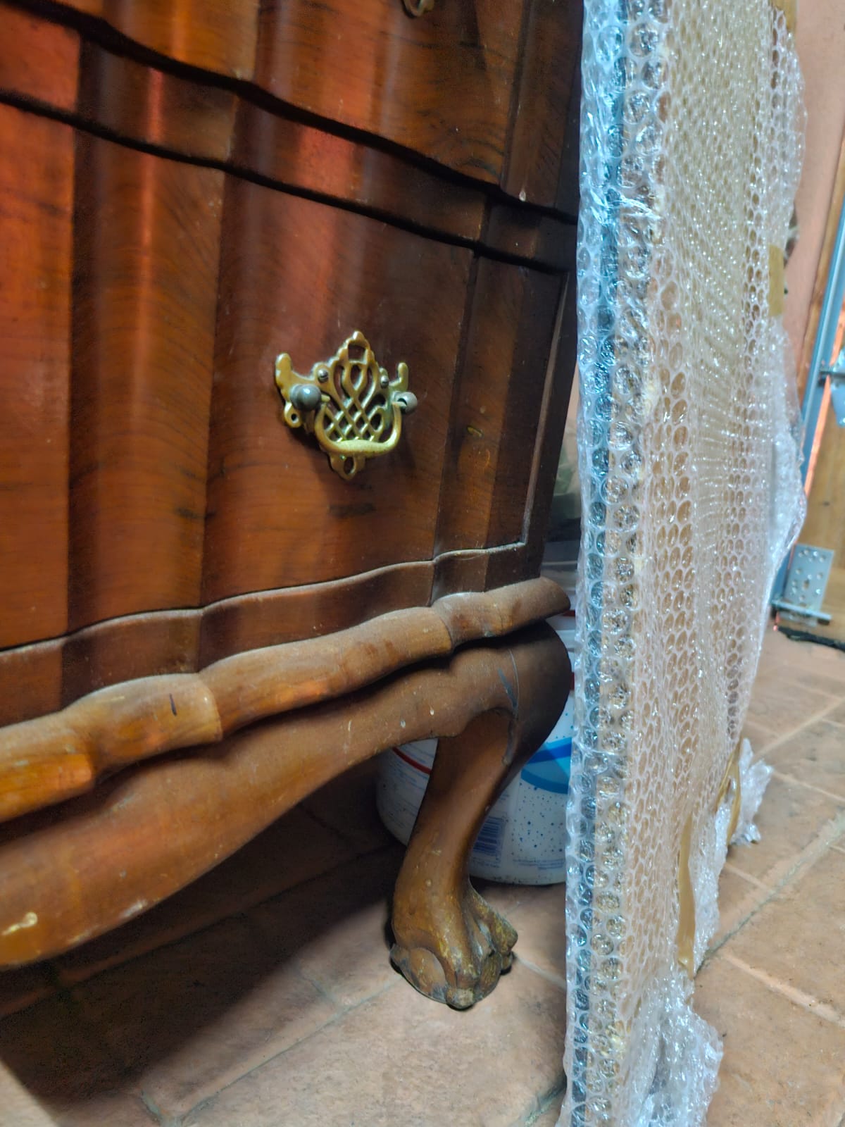 Imbuia Dressing Table with bedside post with classic ball and claw