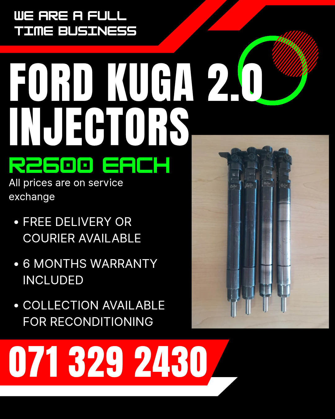 FORD KUGA 2.0 INJECTORS FOR SALE WITH WARRANTY - Private Seller FORD KUGA 2.0 INJECTORS FOR SALE WITH WARRANTY - Private Seller