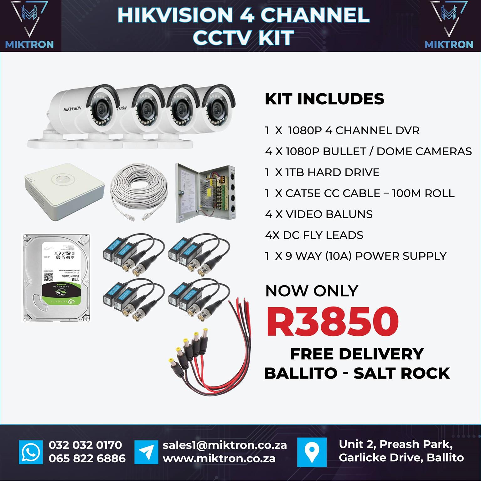 HikVision 4 channel and 8 channel kits now available. 