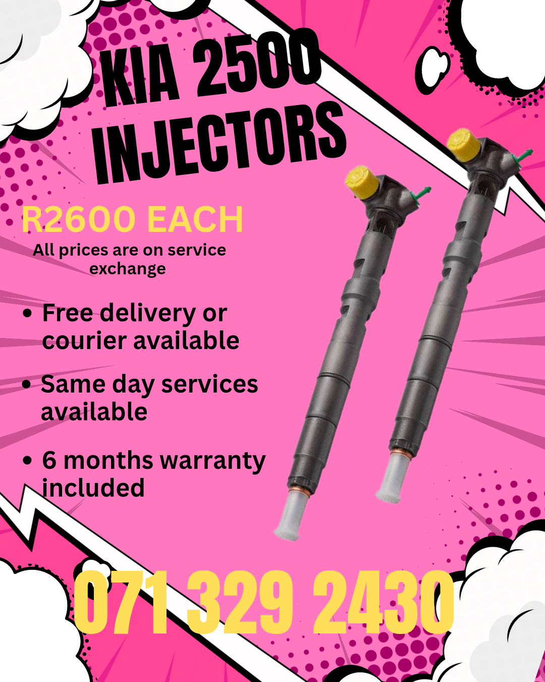 KIA 2500 INJECTORS FOR SALE WITH WARRANTY ON - Private Seller KIA 2500 INJECTORS FOR SALE WITH WARRANTY ON - Private Seller