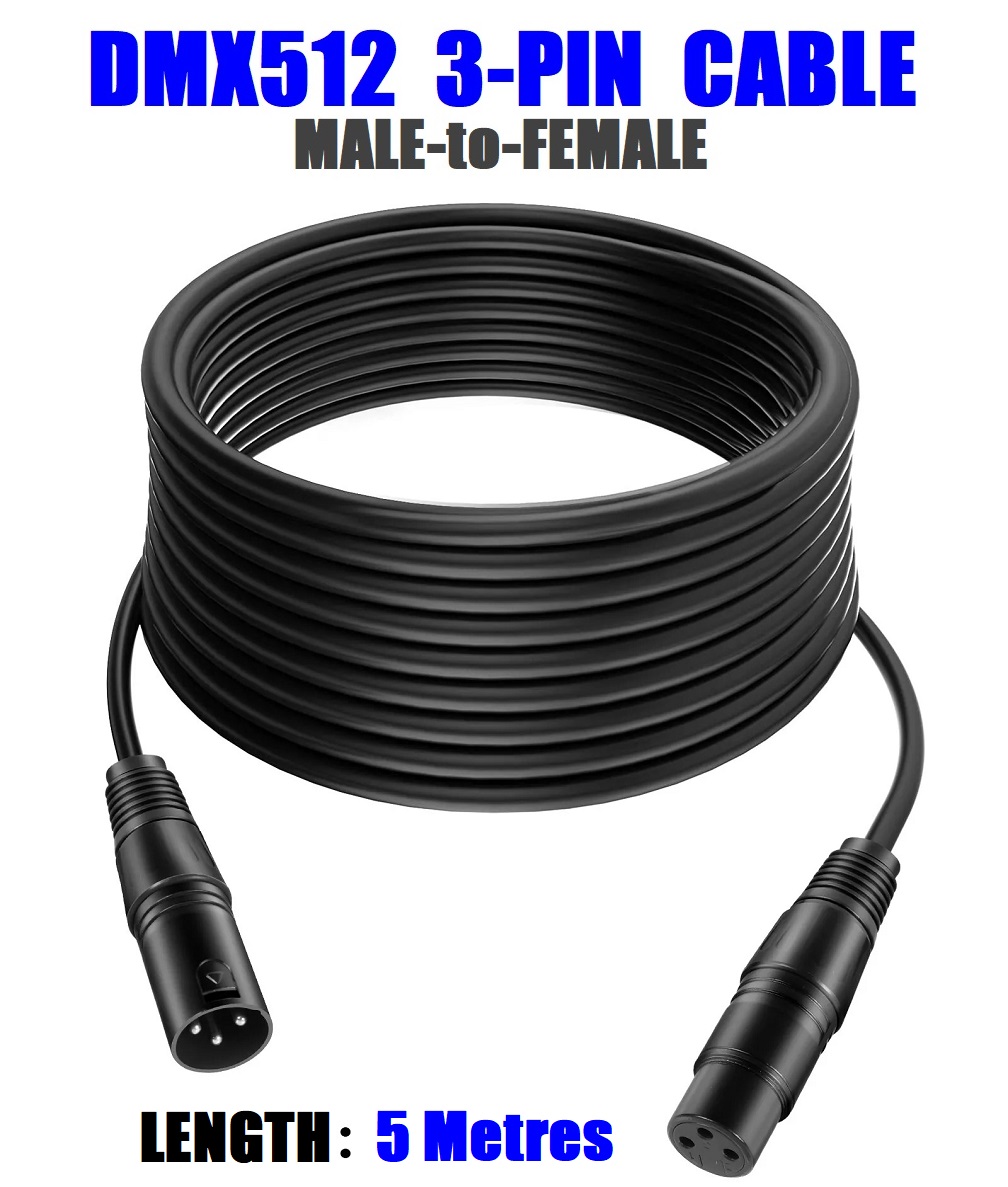 DMX512 Cable 3Pin 5metres XLR Male Female for Audio, Sound, Visual Equipment.NEW DMX512 Cable 3Pin 5metres XLR Male Female for Audio, Sound, Visual Equipment.NEW