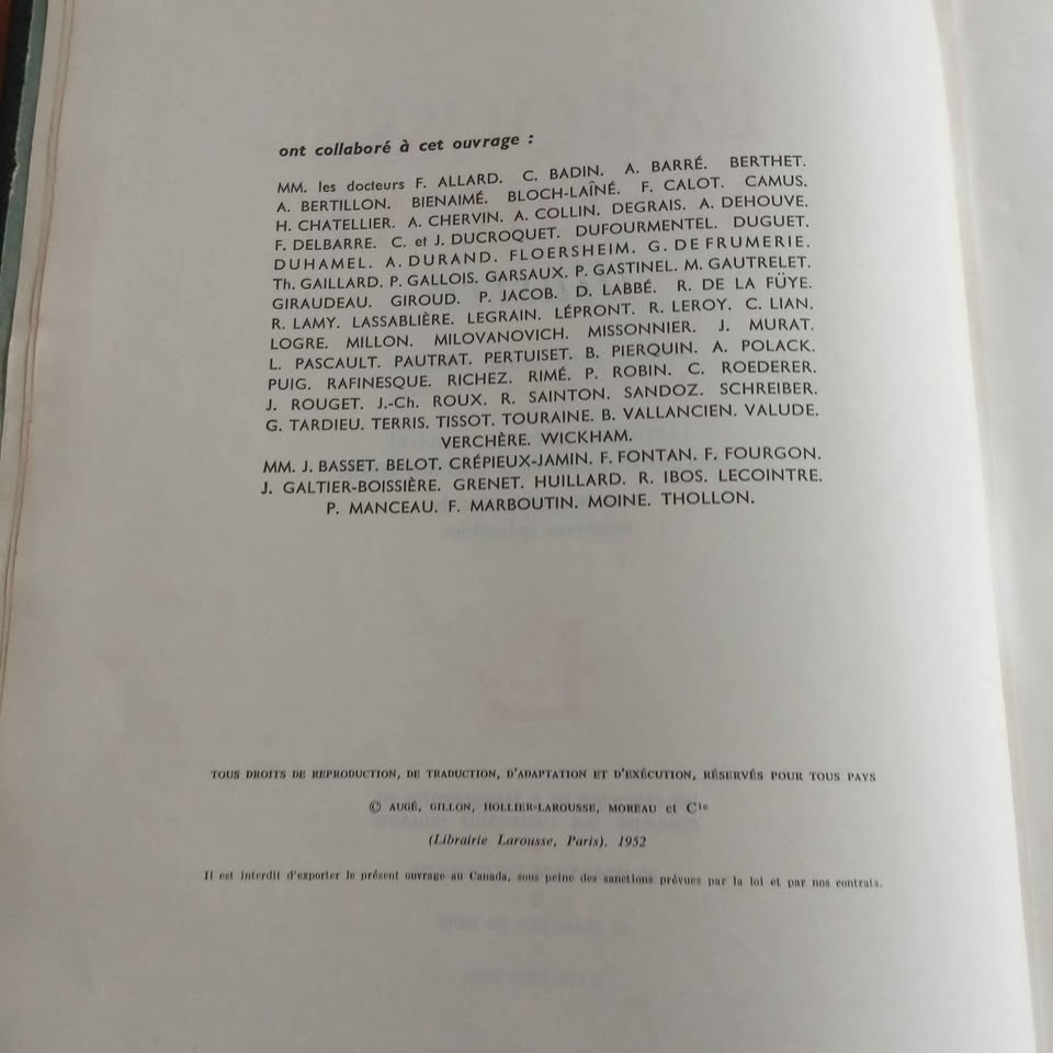 FRENCH LAROUSSE MEDICAL ILLUSTRATION BOOK 1952