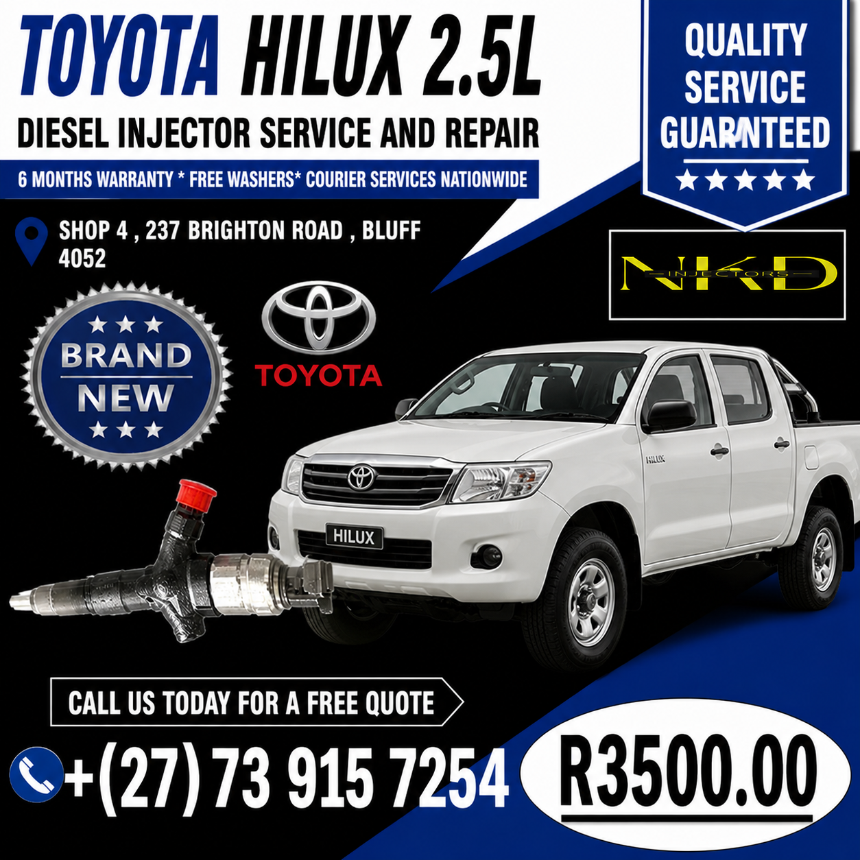 SA DIESEL FUEL INJECTORS TOYOTA HILUX 2.5L(BRAND NEW) - Private Seller SA DIESEL FUEL INJECTORS TOYOTA HILUX 2.5L(BRAND NEW) - Private Seller