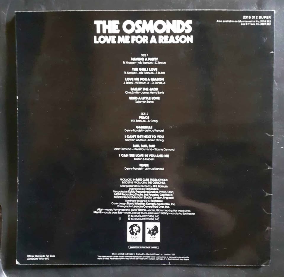 The Osmonds - Love Me For A Reason LP Record